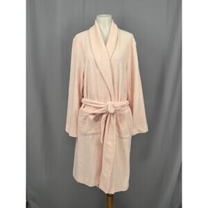 Hanro Bathrobe Womens Small Belted Shawl Collar Terry Robe Fleece Lined Lounge